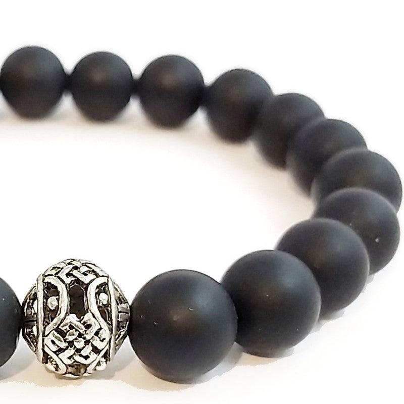 Theodore Black Matte Agate  Beaded Bracelet - Theodore Designs