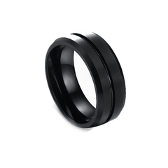 Black Zirconium Patterned Men's Ring - Theodore Designs