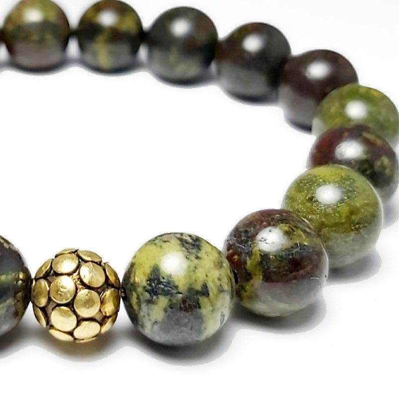 10mm Blood Stone Chalcedony Bead Bracelet