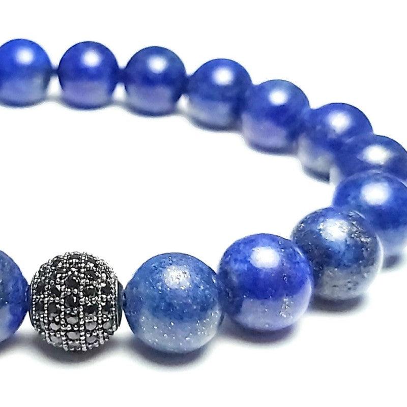 Theodore Blue lapis lazuli and  Pave Bead Bracelet - Theodore Designs