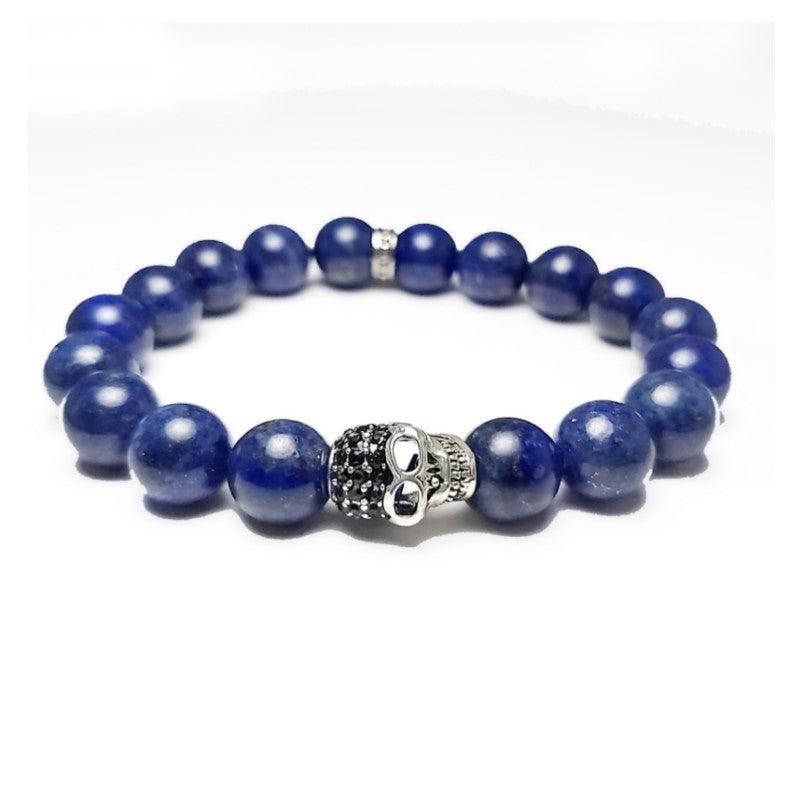 Theodore Blue Lapis Lazuli and Pave Skull Bracelet - Theodore Designs