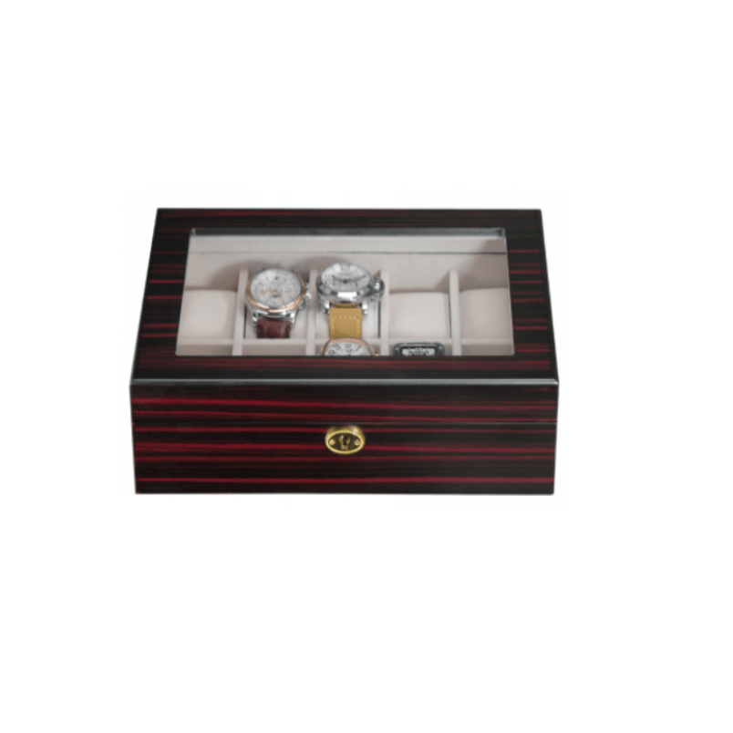 Theodore Classic Ebony Wooden Watch Box for 10 Piece Watch Display Case - Theodore Designs