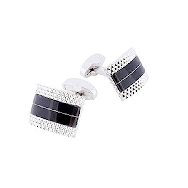  Diamond-Patterned D-Shaped Cufflinks 