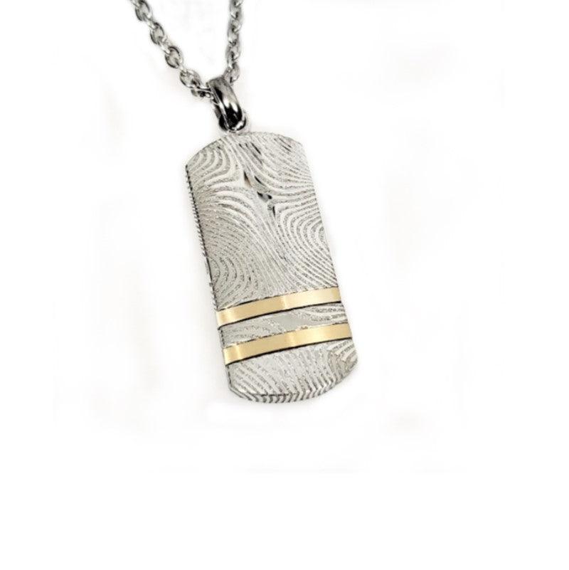 Theodore Damascus Stainless Steel Dog Tag Pendant - Theodore Designs