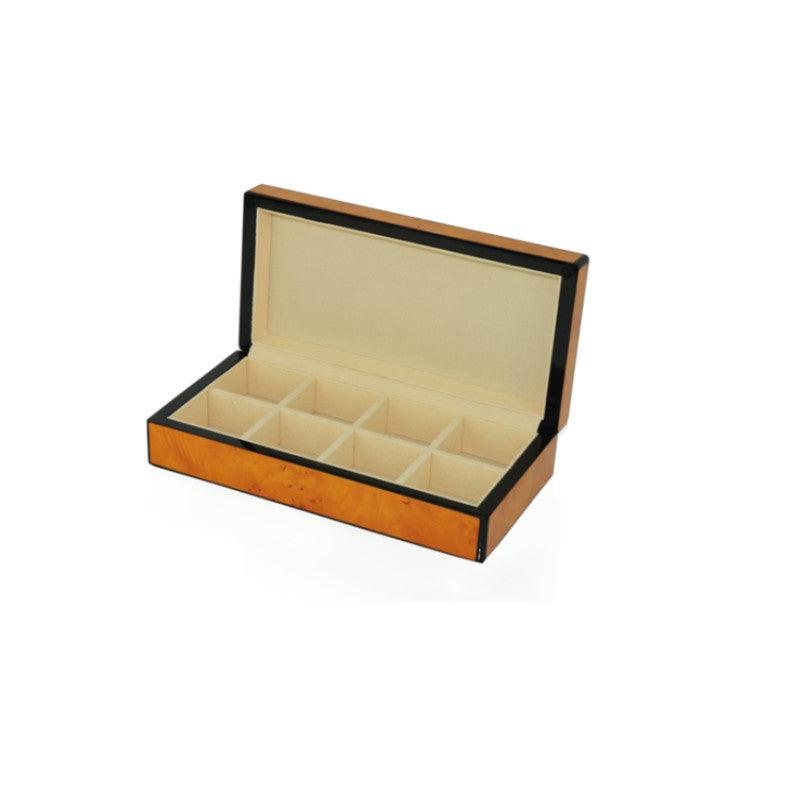 Theodore High Gloss Burl Wooden Cufflinks Box for 8 Pairs Storage - Theodore Designs