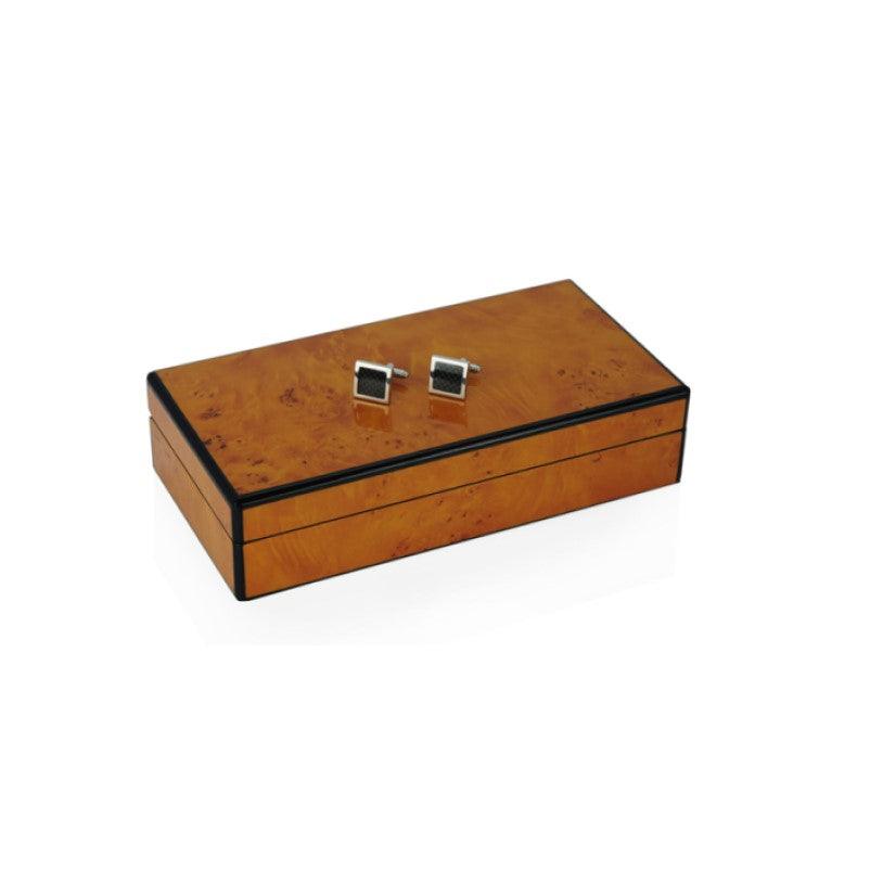 Theodore High Gloss Burl Wooden Cufflinks Box for 8 Pairs Storage - Theodore Designs