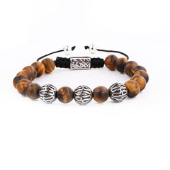 Theodore Macramé Tiger Eye and and Stainless Steel  Spacer Beads Bracelets - Theodore Designs