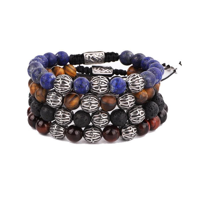 Theodore Macramé Tiger Eye and and Stainless Steel  Spacer Beads Bracelets - Theodore Designs