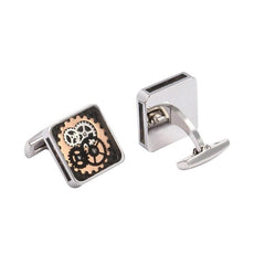 Mechanical Watch Stainless Steel Cufflinks with Carbon Fiber Background