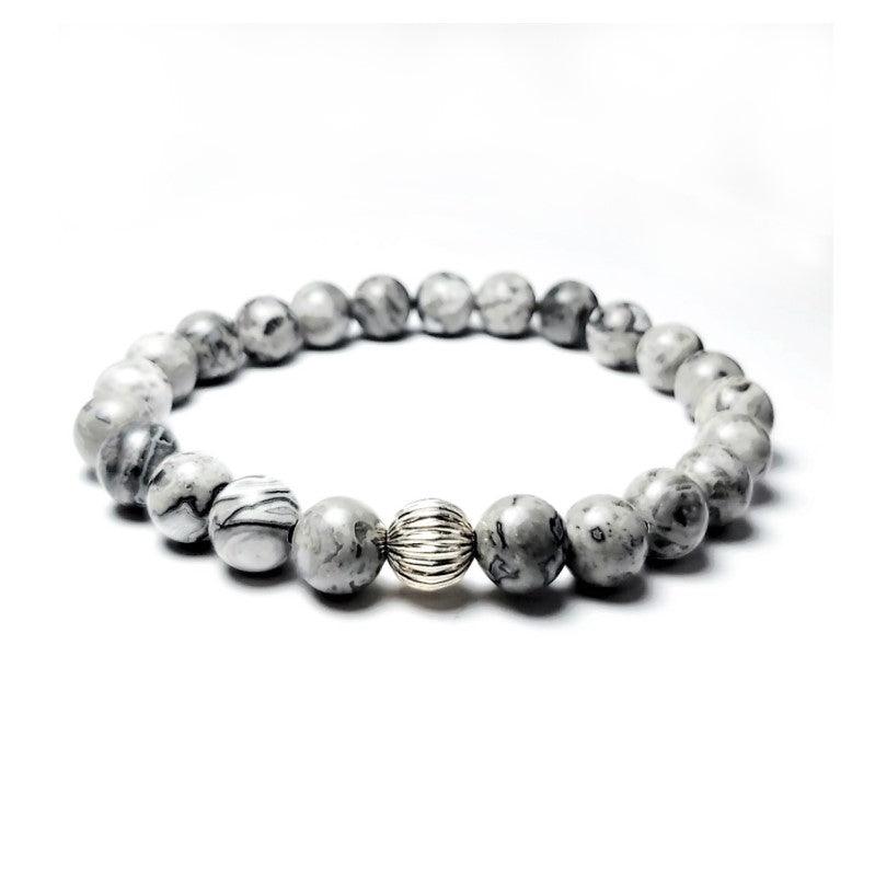 Theodore Natural Gray Jasper Beads Bracelet - Theodore Designs