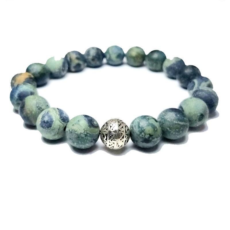 Theodore Natural Green Zebra Jasper Beads Bracelet - Theodore Designs