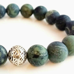 Theodore Natural Green Zebra Jasper Beads Bracelet - Theodore Designs