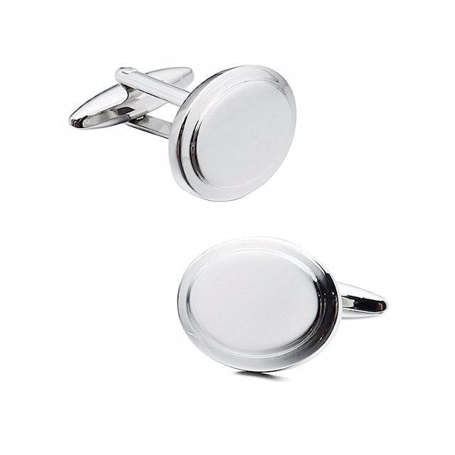 Elegant Stepped Engravable Oval Cufflinks