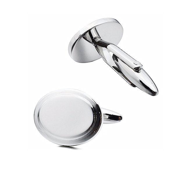 Theodore Oval Plain Metal Cufflinks - Theodore Designs