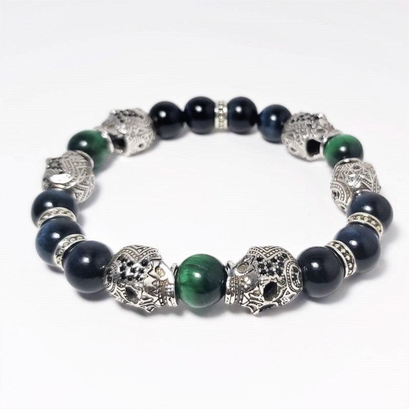 Theodore Skull and Natural Stone Beads Bracelet - Theodore Designs