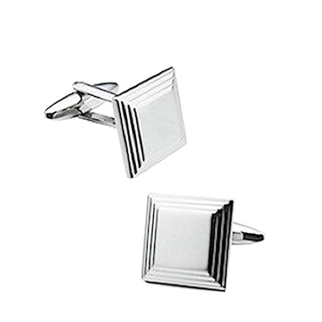 Engravable Rhodium Polished Square Cufflinks