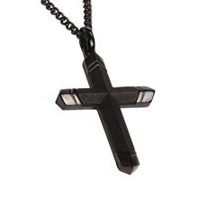 Theodore Stainless Steel and Ebony Wood  Men's Cross Pendant - Theodore Designs