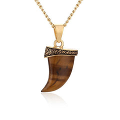 Theodore Stainless Steel and Gold Tiger Eye Pendant - Theodore Designs