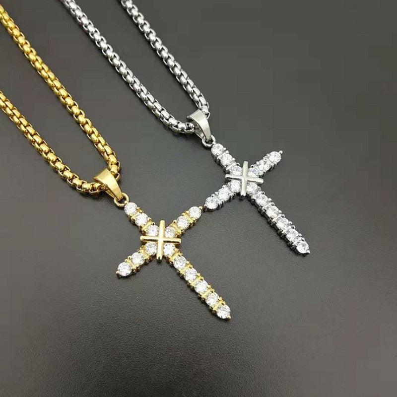 Stainless Steel cubic Zirconia Cross Pendant