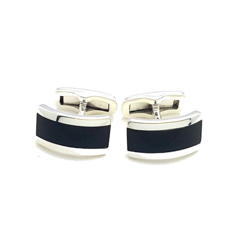 Sterling Silver Onyx Rectangle Cufflinks