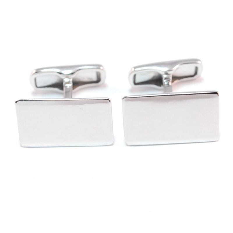 Sophisticated Sterling Silver Engravable Rectangle Cufflinks