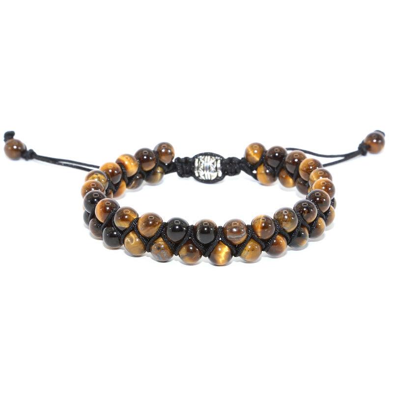 Theodore Tiger Eye Double Beaded Macramé Bracelet - Theodore Designs