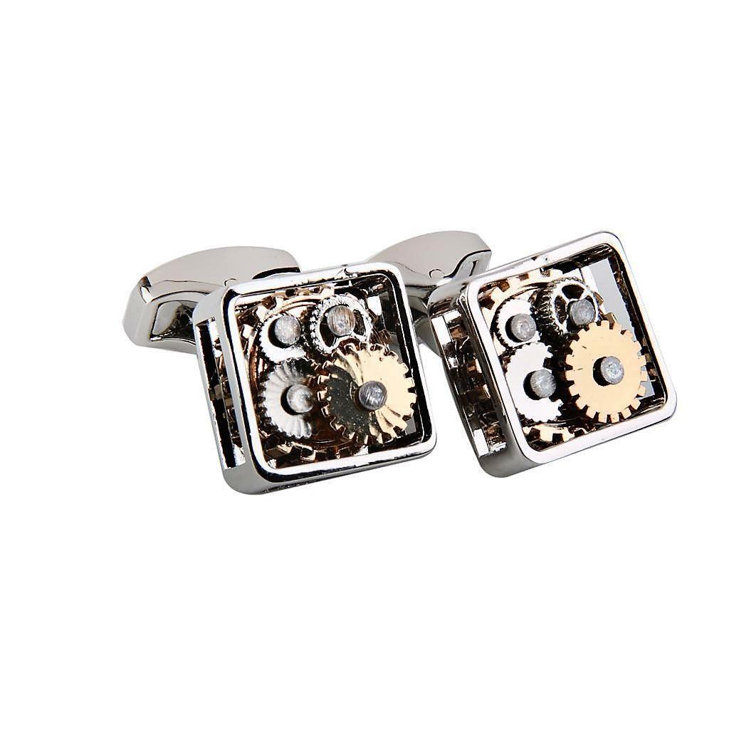 Gear Cog Rhodium Plated CufflinksDesigns