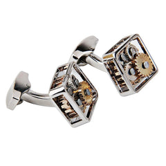 Gear Cog Rhodium Plated Cufflinks