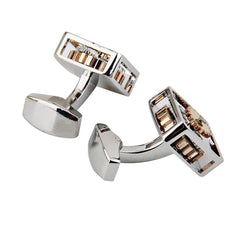 Gear Cog Rhodium Plated Cufflinks