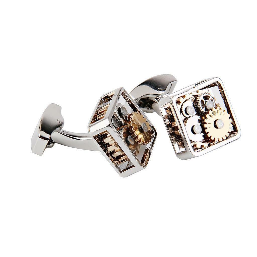 Gear Cog Rhodium Plated Cufflinks