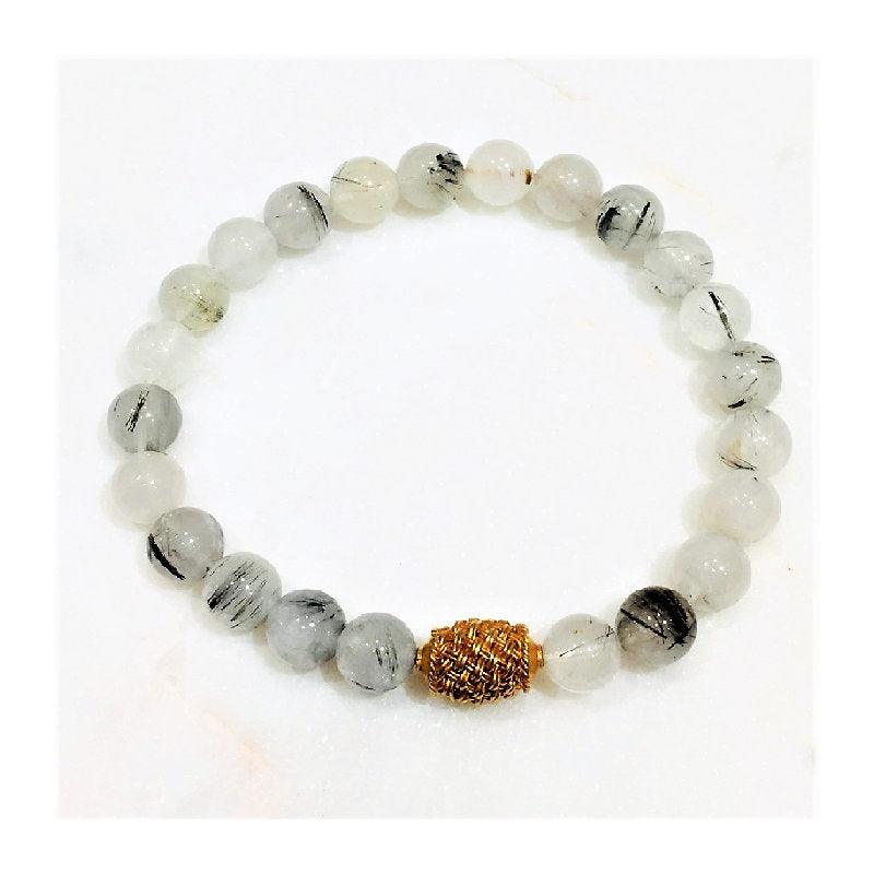 Theodore White Rutilated Quartz Beaded Bracelet - Theodore Designs