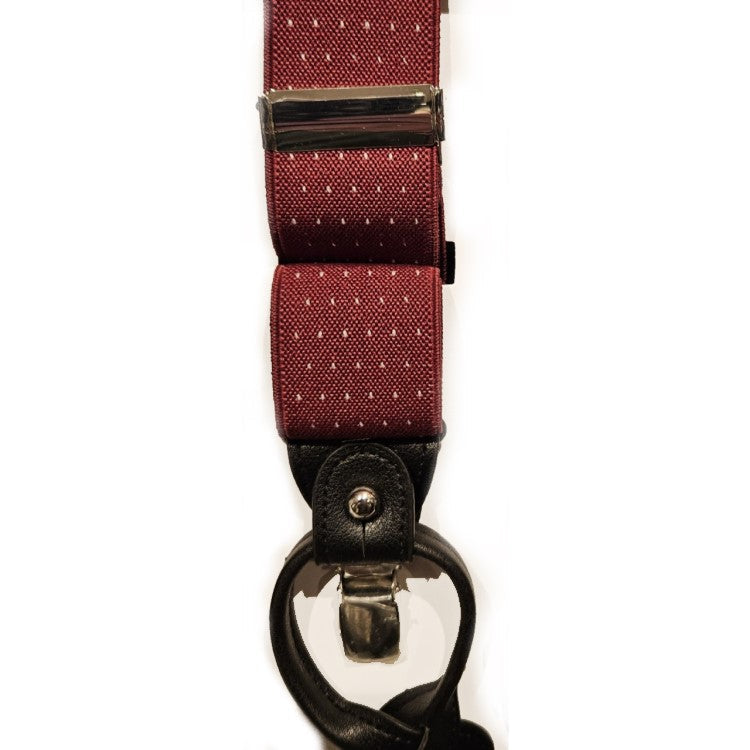 Classic 6 Button /Clips Suspender Braces With Black Leather Ends