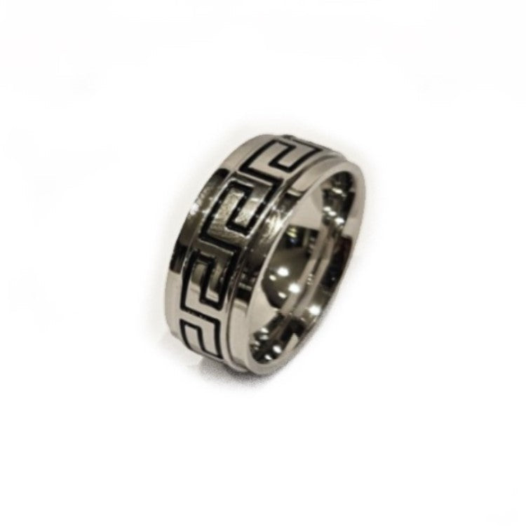 Stainless Steel Greek Key Pattern Ring