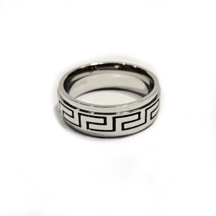 Stainless Steel Greek Key Pattern Ring