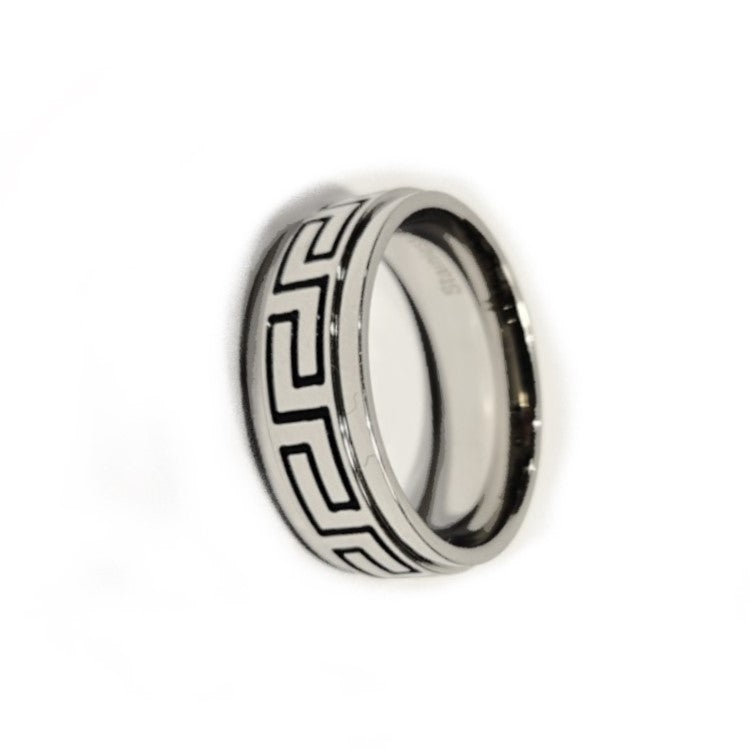 Stainless Steel Greek Key Pattern Ring