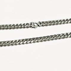 Stainless Steel 8mm Cuban Curb Link Satin and Polish Finish Chain Necklace