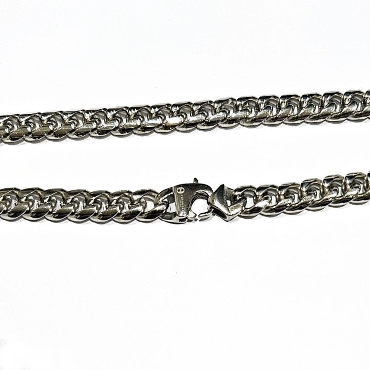 Stainless Steel 8mm Cuban Curb Link Satin and Polish Finish Chain Necklace