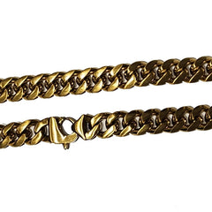 Stainless Gold Plated 8mm Cuban Curb Satin and Polish  Link Chain Necklace