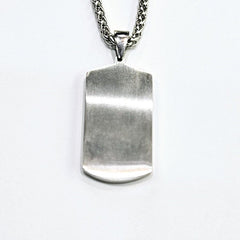 Silver or Gold Dog Tag Pendant with Single Zirconium 