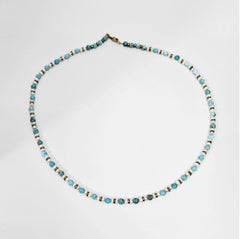 Mini Beaded Necklace with Pearls and Turquoise