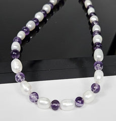 Baroque Freashwater Pearls, and Amethyst Bead Necklace