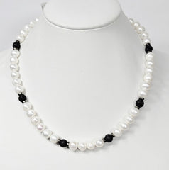 Baroque Freashwater Pearls, and Lava Bead Necklace