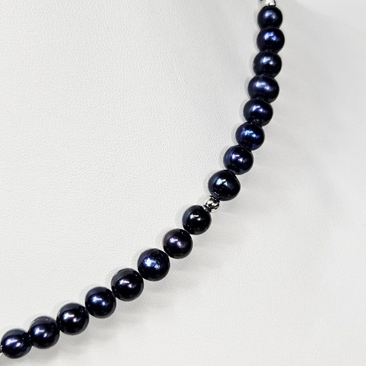 Men's Black Cultured Freshwater Pearl Strand Necklace