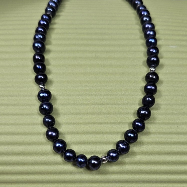 Men's Black Cultured Freshwater Pearl Strand Necklace