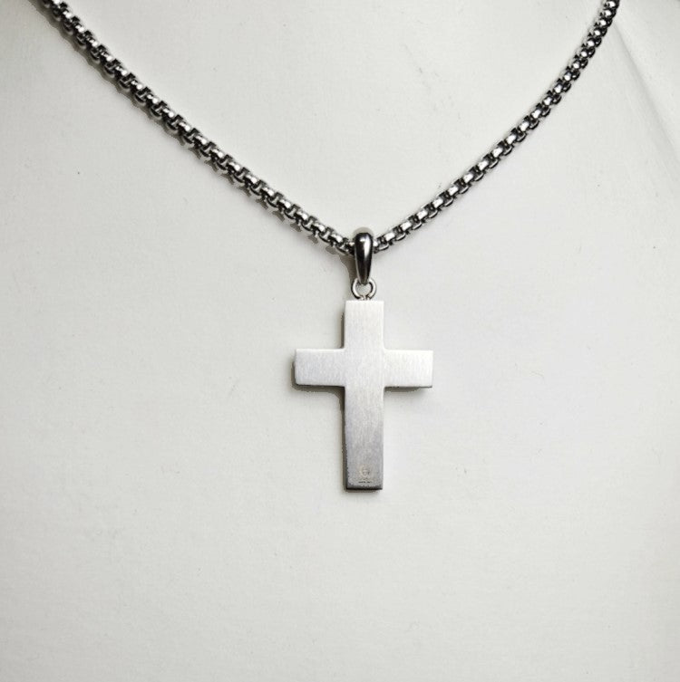 Stainless Steel Cross Pendant with Twisted Cable Inlay