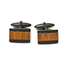 Ion Plated Antique Black Stainless Steel Cufflinks with Rusted Steel Inlay