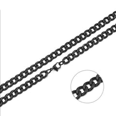 Stainless Steel Black IP Plated 7MM Curb Link Chain Necklace