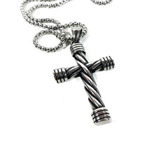 Stainless Steel Cable Rope Cross Necklace