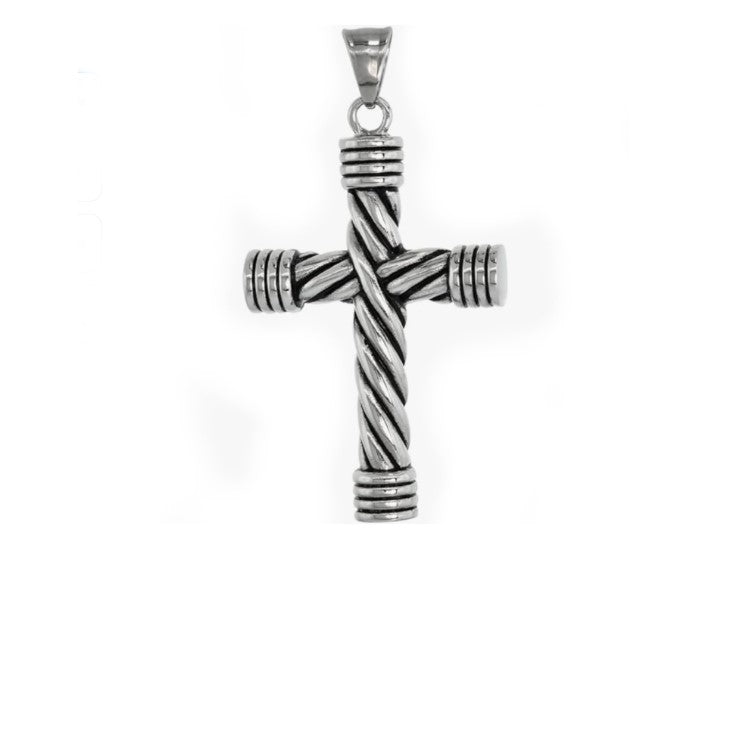 Stainless Steel Cable Rope Cross Necklace