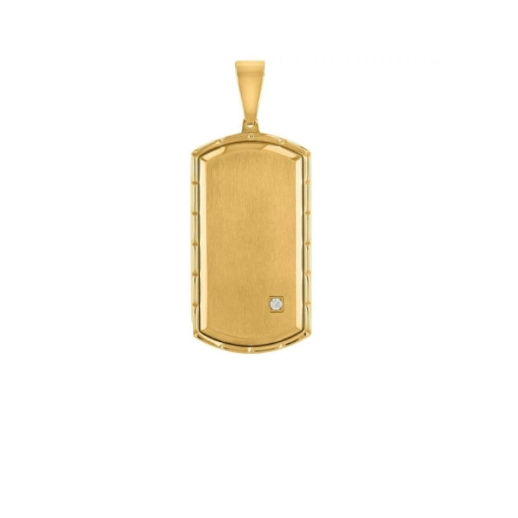 Silver or Gold Dog Tag Pendant with Single Zirconium